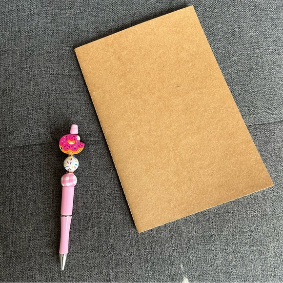 Handcrafted Doughnut Theme Pen + Kraft Journal Notebook (PINK SPRINKLE - PINK) - Picture 8 of 9